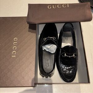 Gucci Black Patent Leather Horsebit Driver Size 11